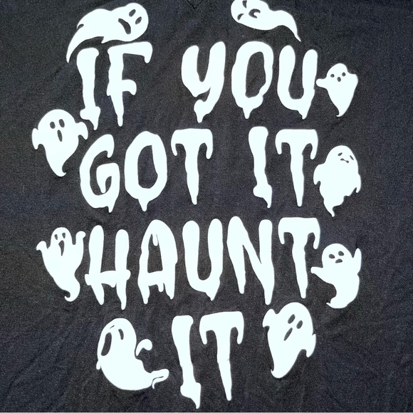 Sew in Love Ladies 3X Black V-neck Halloween T-shirt If You Got It Haunt it Top - Picture 5 of 10